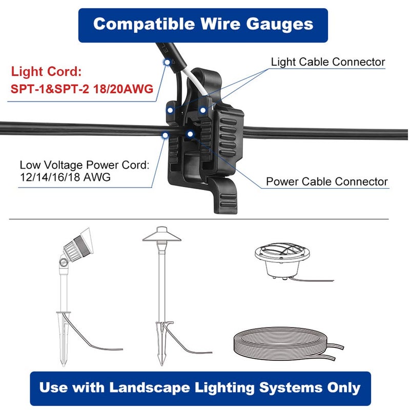 AizzKry Low Voltage Wire Connectors Landscape Light Connectors 12-18 Gauge UL Listed Low Voltage Cable Connector for Landscape Lighting/Pathway Light/Spotlight, Pack of 16 -Covering 16 Lights - Image 3